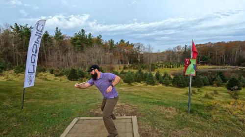 Disc golf tee off hole one Maple Hill